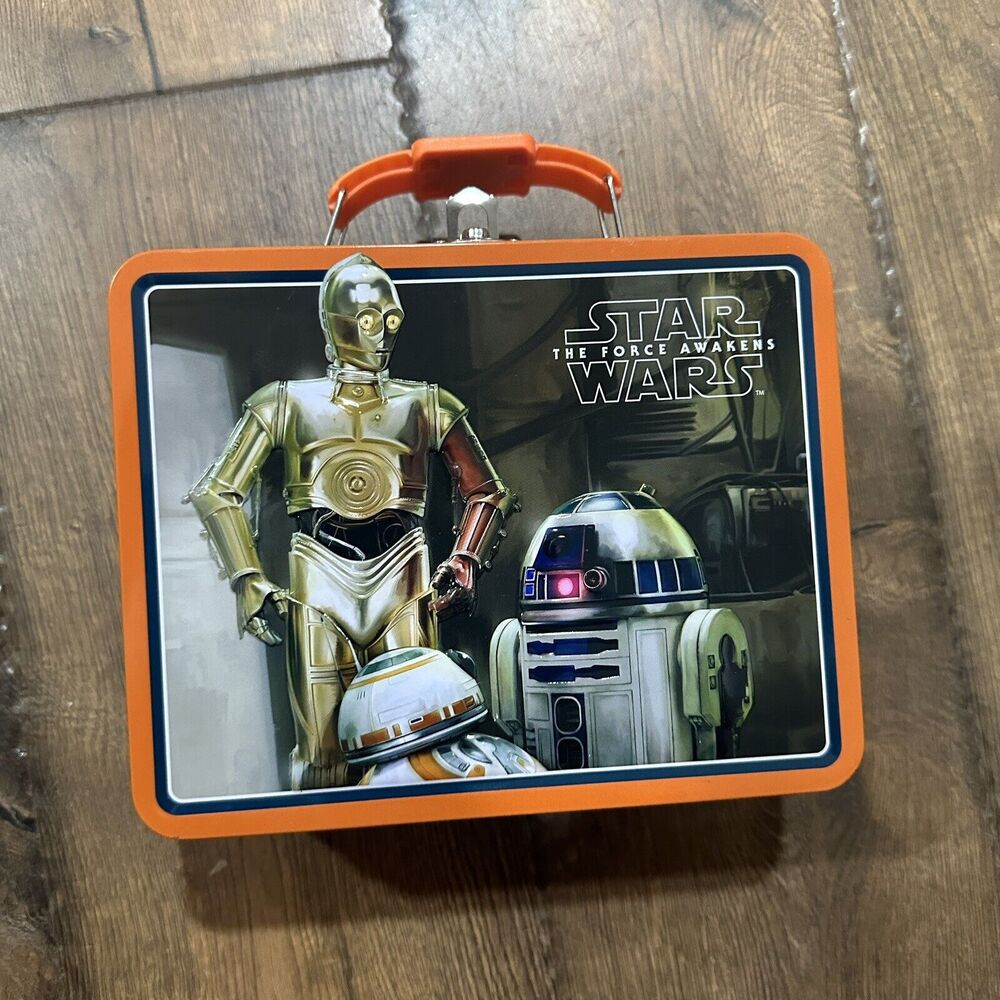 Star Wars Lunch Box The Force Awakens Tin/Metal R2D2 C3P0 2015 Discontinued